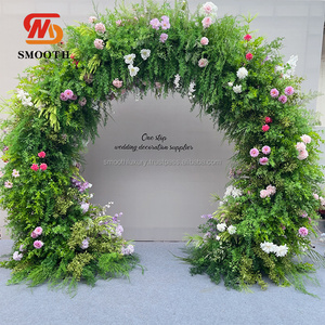 Arche de verdure lisse faite à la main porte fleurs toile de fond usine ventes directes à la main arc de fleurs circulaire décor de fleurs - Product Image 6