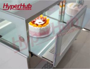 <span class=keywords><strong>Vitrine</strong></span> <span class=keywords><strong>réfrigérée</strong></span> simple niveau pour gâteaux avec tiroir de rangement, vitre anti-buée et thermostat électronique pour pâtisseries et café - Product Image 3