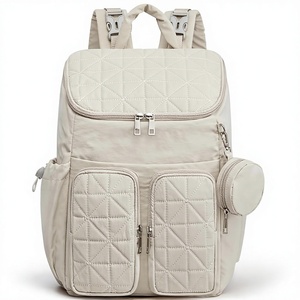 Sac à dos pour couches pour mamans et papas, sac de voyage pour bébé avec étui pour sucette et poches isothermes, beige - Product Image 1