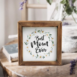 Custom Best Mom Ever Square en bois encadré bloc signe cadeau pour maman 6 "x 6" - Product Image 4