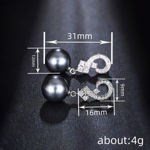 Orecchini pendenti simmetrici effetto perla per donna, gioielli per le orecchie in stile dark alla moda - Product Image 4