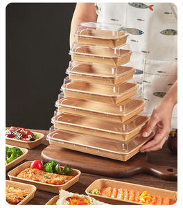 กล่องเบนโตะแบบกำหนดเองได้ กล่องใส่ซูชิแบบย่อยสลายได้ บรรจุภัณฑ์ถาดซูชิแบบนำกลับบ้าน กล่องใส่ซูชิทำจากกระดาษชานอ้อย กล่องใส่อาหารพร้อมฝาปิด - Product Image 4