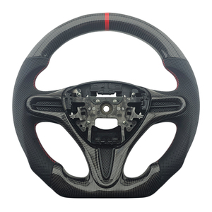 Nuevo Producto, Volante Deportivo de Fibra de Carbono con Cuero Perforado y Franja Roja Superior para Honda Civic de 8ª Generación - Product Image 1