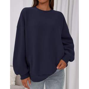 Custom 2025 Fall Winter Women's Sweatshirt Oversized Hooded Crewneck Long Sleeve Pullover <b>Fleece</b> <b>Top</b> Fashion Outfits - Product Image 2