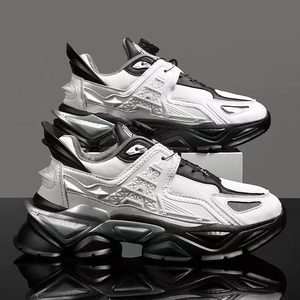 Stock <b>Men</b> Light Weight Soft Chunky <b>Platform</b> Sneakers Mesh Patch Height Increasing Casual Walking <b>Shoes</b> - Product Image 2