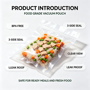 Sacs sous vide de qualité alimentaire sans BPA avec fermeture éclair, sacs en plastique à trois soudures latérales transparents et étanches pour repas préparés - Product Image 1