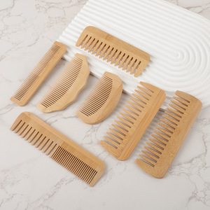 Set di <span class=keywords><strong>Pettini</strong></span> in Legno di Bambù OEM&ODM <span class=keywords><strong>a</strong></span> <span class=keywords><strong>Denti</strong></span> <span class=keywords><strong>Larghi</strong></span> Senza Manico Antistatico per Capelli Lunghi e Barba - Product Image 3