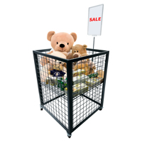 Bac de rangement économique en fil métallique noir pour le commerce de détail, grand bac de rangement