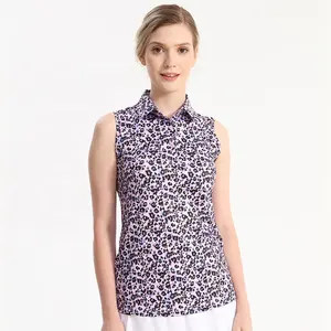 Glothan Custom OEM Women Ladies Funky Print Sleeveless Top Golf Tshirt Clothing Polo Shirts