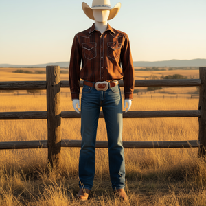 Ceinture en cuir 2,5*110cm Boucle argentée Style western Unisexe - Product Image 3