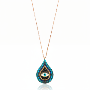 Oeil Poire Conception Zircon Pierre Charme Pendentif Turc Fabriqué À La Main En Gros 925 Argent Sterling Bijoux - Product Image 2