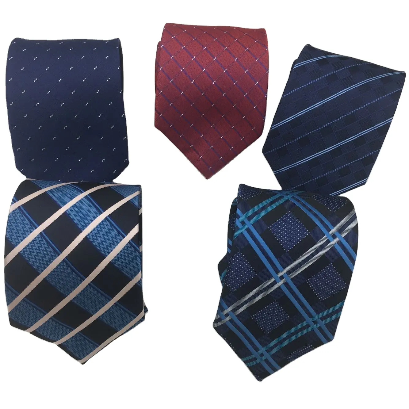 8cm Jacquard Men's Classic Tie Bule Red Jacquard Check Design Cravata Ties Men Bridegroom Business Necktie Accessories Tie