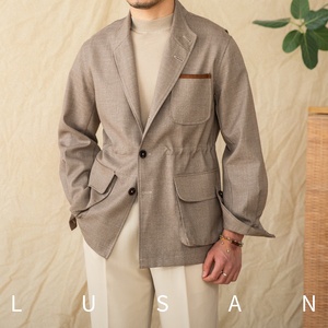 Giacca da abito da <span class=keywords><strong>piccola</strong></span> <span class=keywords><strong>borghesia</strong></span> retrò giacca Casual leggera da uomo rilassata alla moda per abiti da cerimonia primaverili - Product Image 2