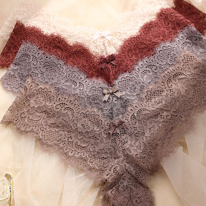 Braga Sexy de encaje Floral, Braga Hipster sin costuras con parte trasera en T, Tanga - Product Image 3