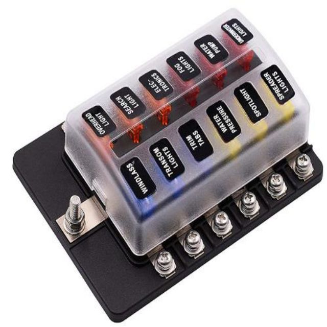 Держатель блока предохранителей для автомобиля лодки с 12-ходовым держателем плавкого предохранителя и предупреждающим индикатором 12 В ~ 24 В панель распределения питания