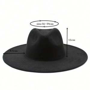 PROMOTION Chapeau Panama en fausse laine 9,5 cm, Grand Fedora à large bord pour Femme et Homme, Printemps Automne Hiver, Mode et Élégance - Product Image 4