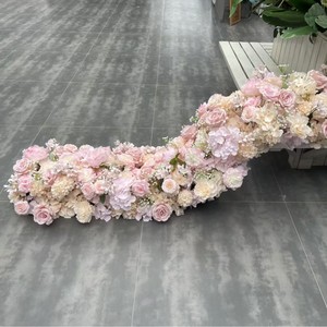 Guirlande florale haut de gamme bleu clair et blanc avec roses et hortensias, arrangement floral artificiel romantique pour mariage et fête, durable - Product Image 3