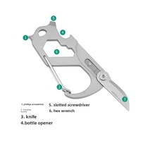 Couteau multifonctionnel en acier inoxydable Six-en-un carte de clé à outil extérieur petit couteau à outil pour une utilisation en extérieur