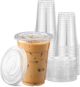 Gobelets PET jetables à double paroi de 98 mm avec logo personnalisé, 12oz, 14oz, 16oz, 20oz, 24oz, avec couvercles dôme pour thé au lait, café glacé et boissons froides - Product Image 1