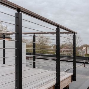 נירוסטה להתאמה אישית צד שחור הר מדרגות כבל מעקה פוסט 42 מערכת אינץ 'ערכת עיצוב מודרני עבור וילה מלון מקורה - Product Image 1