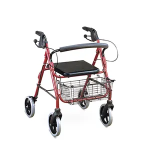Cheap elderly disabled walking aid with brake function and foldable shopping basket