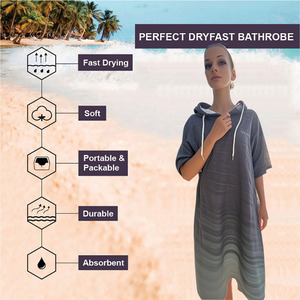 Accappatoio con Cappuccio in Microfibra, Poncho da Surf, Asciugamano da Spiaggia Assorbente e Antisabbia per Nuoto e Viaggi, Personalizzabile con Logo - Product Image 2