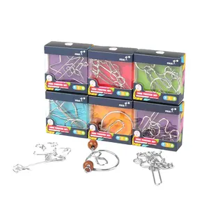 6 buah setiap Set Iq interlock pendidikan klasik mainan asah otak kawat logam Puzzle untuk anak-anak dewasa