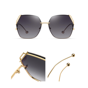 Lunettes de soleil hexagonales tendance sans monture, monture en métal élégante, verres dégradés en nylon, protection UV, lunettes de luxe en gros pour femmes - Product Image 6