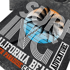 Camisetas Transpirables para Hombre con Lavado Ácido Negro y Teñido en Prenda, Estilo Urbano, Playa y Surf de California, Estampado DTG, de Algodón, para Venta al por Mayor - Product Image 5