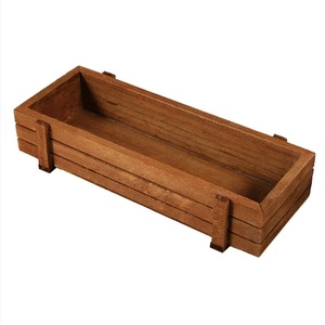 Wooden <b>Succulent</b> Planter Rectangular Box Solid Wood Outdoor Garden Planters Vintage Style For Balcony <b>Potted</b> Plants - Product Image 5