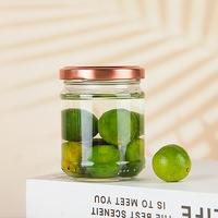 Usine en gros pas cher multifonctionnel rond Transparent large bouche 212ml bocal en verre récipient de stockage des aliments en verre avec couvercle