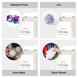 带刷子的磁性绒毛收集器，用于洗衣房装饰，金属壁挂式绒毛收集盒支架，带盖的绒毛垃圾箱，适用于烘干机 - Product Image 6