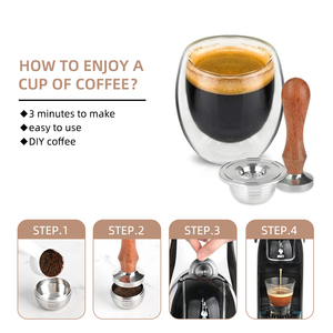 Juego de 1 Cápsula Reutilizable y 1 Tamper Compatible con Cafeteras <span class=keywords><strong>Bialetti</strong></span>, Filtro Recargable con Tamper y Taza para Espresso - Product Image 5