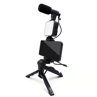 Kit de tournage vidéo pour téléphone AY-49 disponible en OEM, trépied pieuvre + lumière LED + ensemble de microphones pour vlog et création de contenu