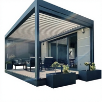 Pergola motorisée de luxe en alliage d'aluminium avec toit à persiennes thermolaqué, étanche, pour balcon, jardin, terrasse et bord de piscine