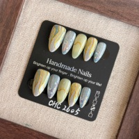 Ongles en acrylique 3D personnalisés faits à la main, de luxe, en forme d'amande, avec pointe en diamant, 10 pièces, faux ongles français de créateur
