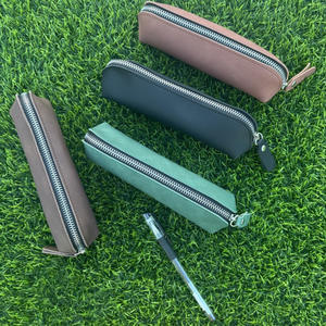 Estuche para bolígrafos <span class=keywords><strong>de</strong></span> cuero Crazy Horse vintage, funda minimalista <span class=keywords><strong>de</strong></span> cuero genuino para plumas estilográficas y lápices, organizador <span class=keywords><strong>de</strong></span> artículos <span class=keywords><strong>de</strong></span> oficina. - Product Image 1