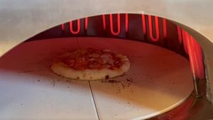 فرن تجاري خارجي من حجر البيتزا الكهربائي ، فرن طوب البيتزا وخبز بيتا مع خزانة - Product Image 6