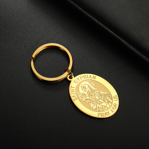 Myshape Saint Cyprian Medal llavero religioso católico protección amuleto Michaelmas norte de África joyería de acero inoxidable - Product Image 5