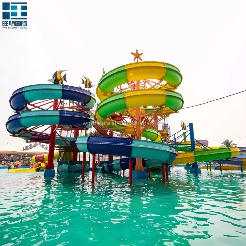 WM आउटडोर स्विमिंग पूल स्लाइड शीसे रेशा बिक्री के लिए पानी पार्क