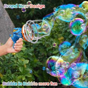 <span class=keywords><strong>Pistolet</strong></span> à bulles dinosaure super amusant pour enfants, idéal pour les fêtes, les paniers de Pâques et le plaisir dans le bain – Machine à bulles portative - Product Image 2