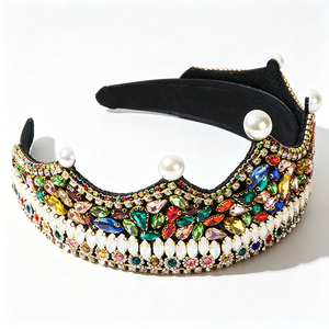 Diadema de Lujo Barroca con Pedrería al por Mayor <span class=keywords><strong>para</strong></span> <span class=keywords><strong>Mujer</strong></span>, Tiara Acolchada de Perlas, Corona con Cuentas de Cristal, <span class=keywords><strong>Accesorios</strong></span> <span class=keywords><strong>para</strong></span> Fiesta - Product Image 4