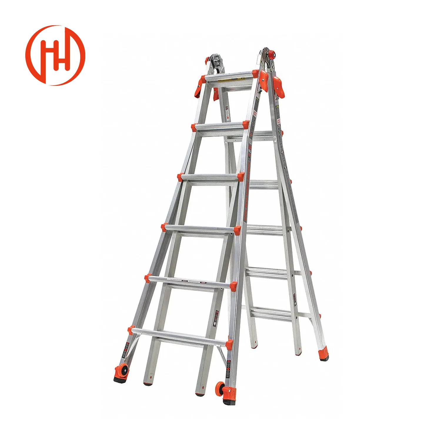 Tangga Platform aluminium sesuai pesanan, tangga kerja teleskopik industri 8 langkah tangga berat