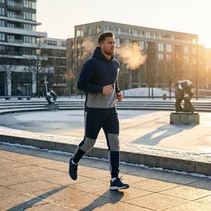 Completo <span class=keywords><strong>Tuta</strong></span> Termica in Pile da Uomo RebornF - Set 2 Pezzi Antivento Invernale con Felpa con Cappuccio e Joggers Patchwork - <span class=keywords><strong>Tuta</strong></span> Sportiva Elasticizzata a Quattro Vie - Product Image 1