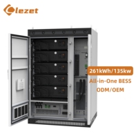 Armoire de stockage d'énergie 261 kWh 135 kW à batterie LiFePO4, solutions directes usine pour C&I, refroidissement liquide, extérieur, IP67