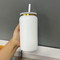 Mug isotherme coloré personnalisé de 16 oz en acier inoxydable à double paroi, thermolaqué, pour café glacé, avec paille