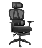 Chaise de bureau ergonomique moderne à dossier haut avec support lombaire, hauteur réglable, accoudoirs relevables, en maille respirante pour usage domestique