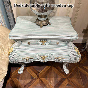 Meubles classiques italiens français de luxe, couleur élégante, costume de chambre à coucher à armature en bois massif - Product Image 4