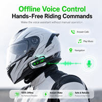   Casque de moto 5.3 avec interphone 1000mAh IPX6, commande vocale IA hors ligne, positionnement iOS et réponse automatique