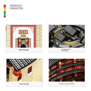 Ensemble de jouets de construction en blocs de style chinois OEM, portail de la salle ancestrale, lanterne de fenêtre, passerelle annulaire, modèle DIY, échelle 1:1, cadeau pour enfants - Product Image 3